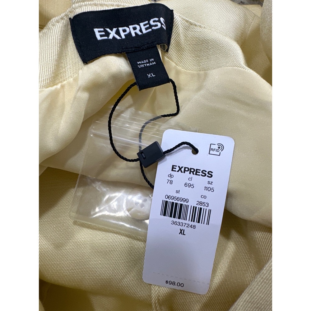 Express Women Yellow Linen Blend T-Back Halter Tailored Vest Waistcoat XL NEW - Picture 7 of 8